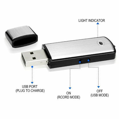 USB Flash Drive Voice Recorder 2-in-1 – Voice Activated, Smart Noise Reduction, Scheduled Recording,Auto File Save