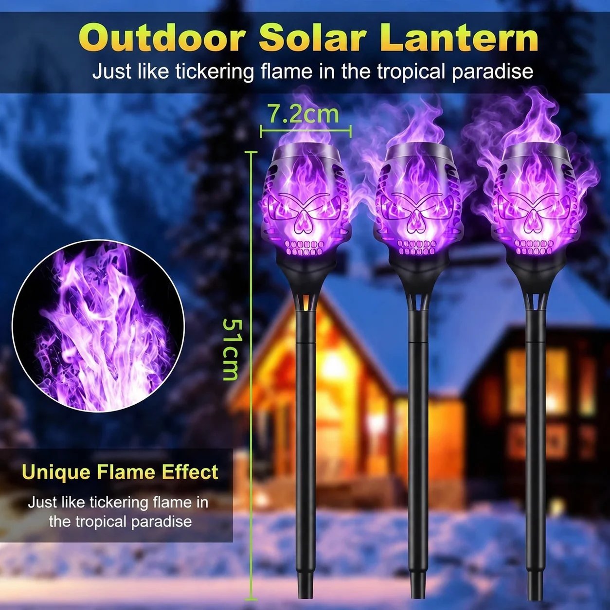 🔥Last Day 55% OFF🔥Halloween Solar Skull Flame Lights💀