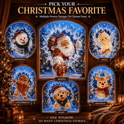 🎄Crystal Christmas Break-In Window Decal — 3D Shattered-Glass Holiday Window Decoration