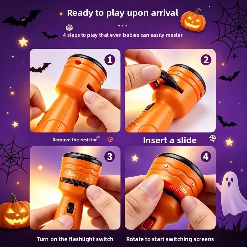 🎃👻Kids Halloween Christmas Projection Flashlight Toy – Create Magical Bedtime Stories With 24 Festive Light Slides
