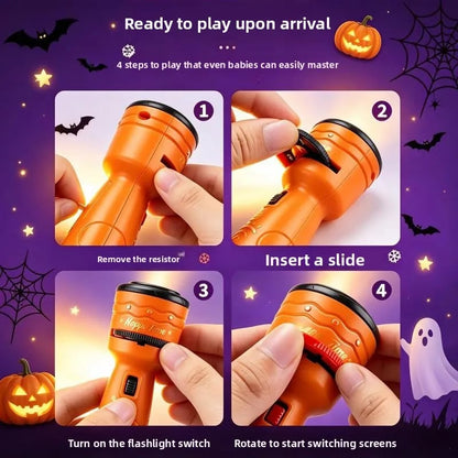 🎃👻Kids Halloween Christmas Projection Flashlight Toy – Create Magical Bedtime Stories With 24 Festive Light Slides