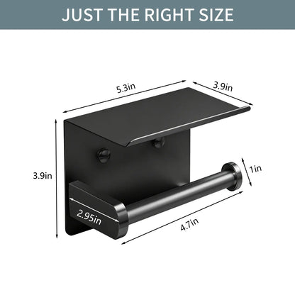 DGAPHRO Black Stainless Steel Toilet Paper Holder with Shelf for Bathroom and Kitchen