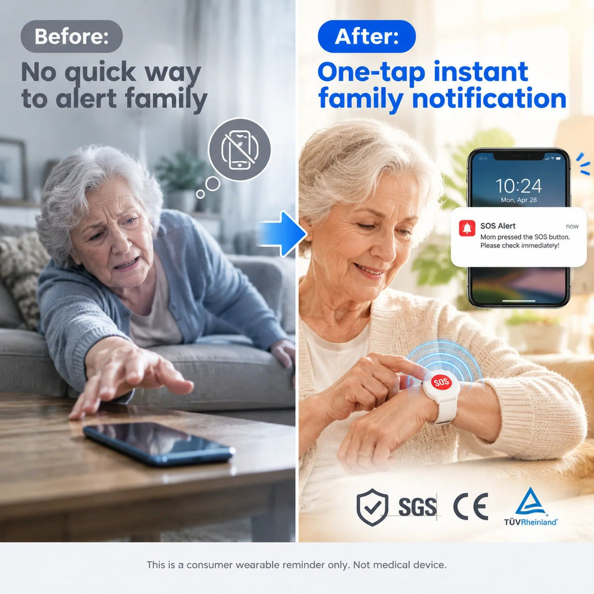🔥🎁🔥🎁 Half-price offer: Safeguard the elderly—SOS emergency call wristband for seniors. 🆘