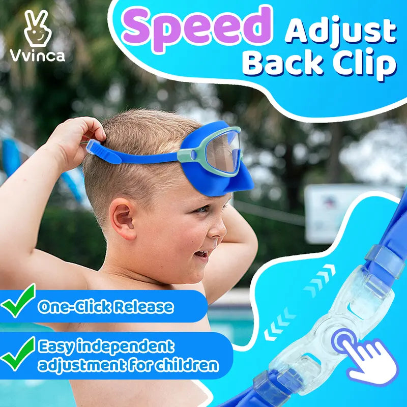 Kids Swim Goggles 2PCS – Anti-Fog UV Protection Swimming Goggles with Nose Cover