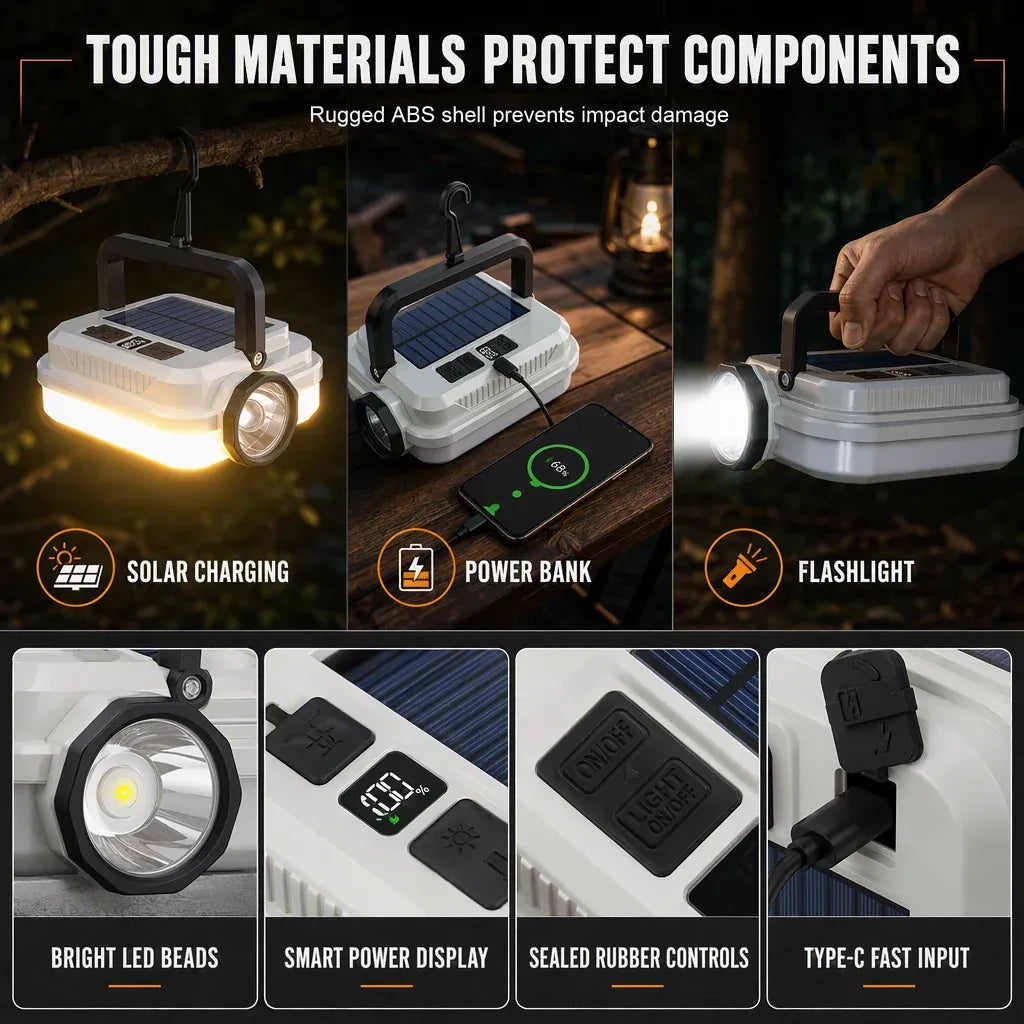 🔦 Solar LED Camping Lantern – Rechargeable, handheld & multifunctional ✨