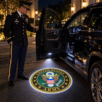 🇺🇸 HonorBeamTM Car Welcome Light | Patriotic Door Projection for Veterans & Military Families 🎖️