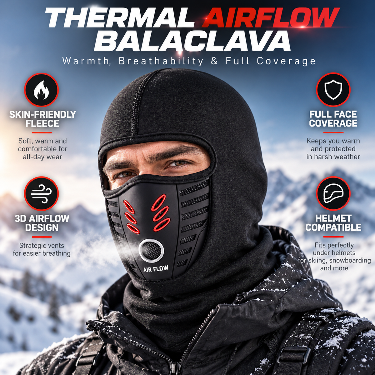 BikerZoneZ Anti-Fog 2.0 Fleece-Lined Winter Balaclava