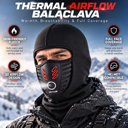 BikerZoneZ Anti-Fog 2.0 Fleece-Lined Winter Balaclava