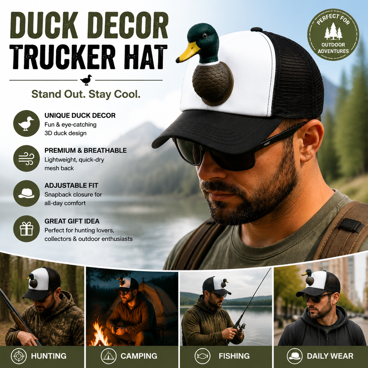 3D Duck Decor Trucker Hat