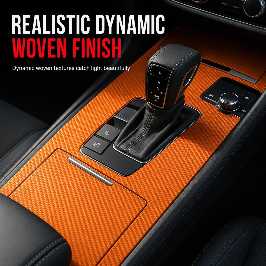 Upgrade Car Interior Instantly! Self-Adhesive Carbon Trim Film