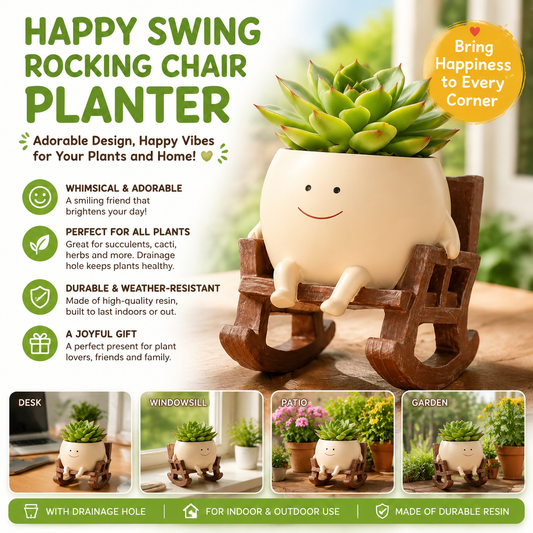 🌱 Happy Swing Rocking Chair Planter – The Cutest Way to Grow Joy!