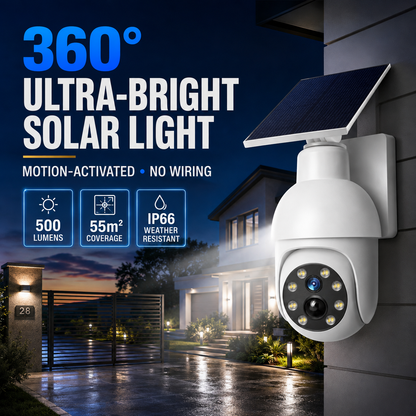 Solar-Powered Simulated Surveillance Camera Street Light