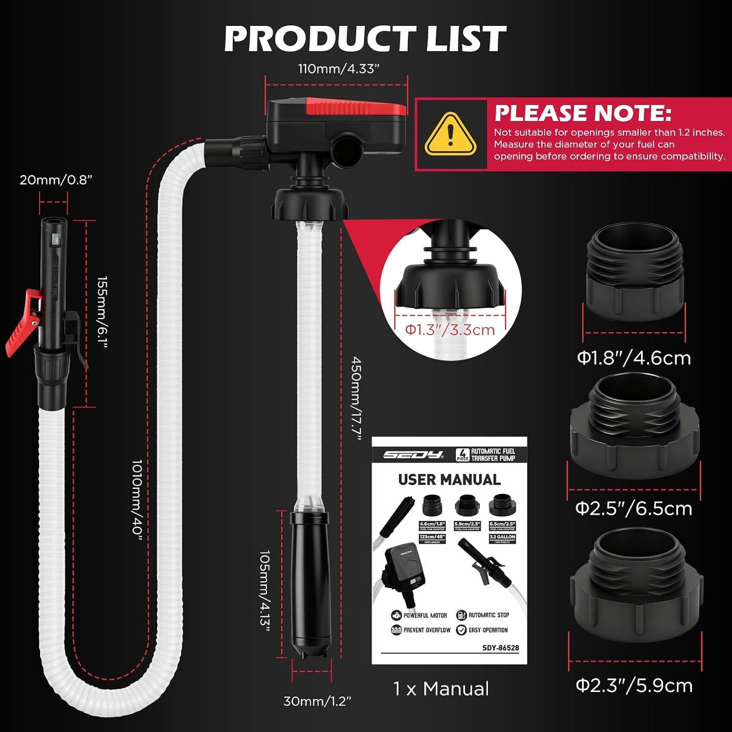 Portable Automatic Fuel Transfer Pump with Auto-Stop