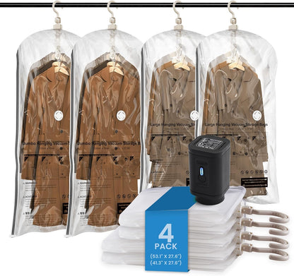 Vacuum Storage Sealer Bags Space Saver Bag for Clothing, Suits and Jackets(Includes air pump)