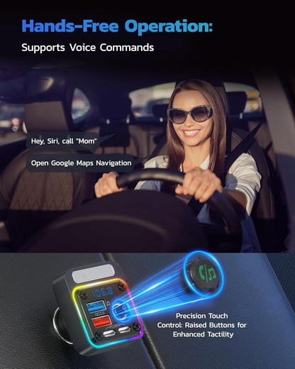 54W Bluetooth 5.3 FM Transmitter Car Charger with PD Fast Charging
