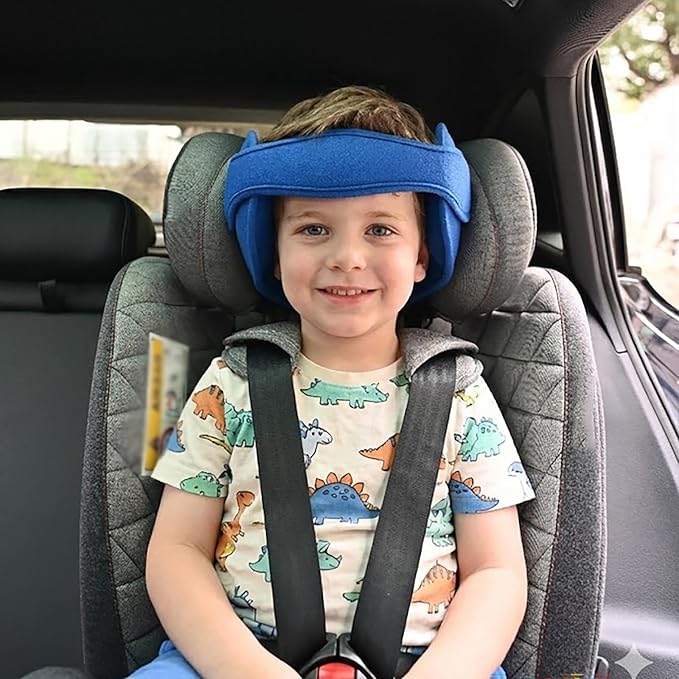 Kids Car Seat Head Support Strap, Soft Plush Adjustable Nap Support Band with Padded Side Cushions