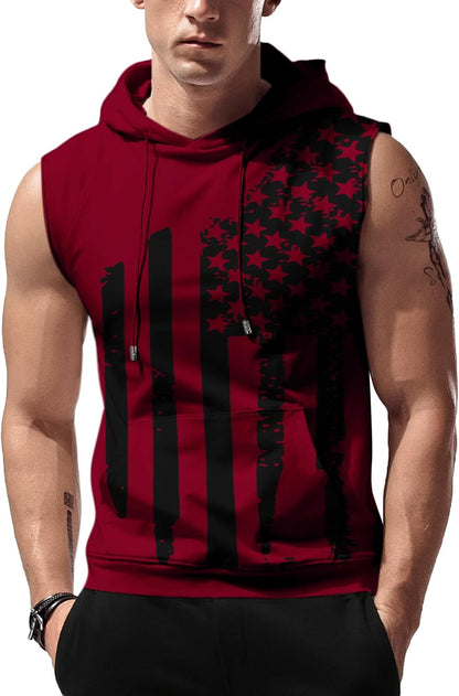 Men’s Sleeveless Workout Hoodie Tank Top – Gym Bodybuilding Cut Off Hoodie