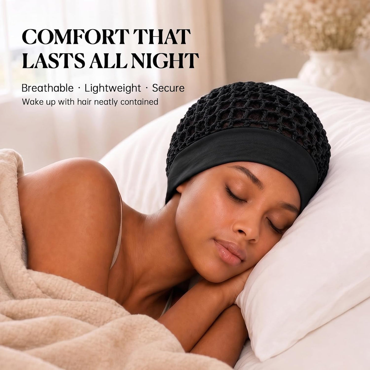 Humwam 3-Piece Stretchy Wide-Edge Sleeping Cap Set💫