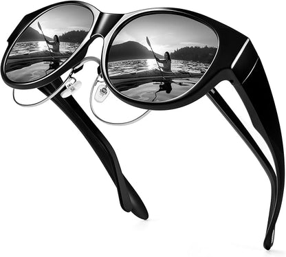 Over Prescription Sunglasses, Oversized Square Full-Rim Plastic Frames