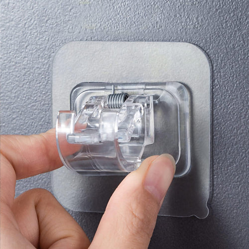 No Drill Clear Curtain Rod Brackets 4 Pcs Self-Adhesive Mount Nail Free Hangers for Bathroom, Bedroom, Hotel