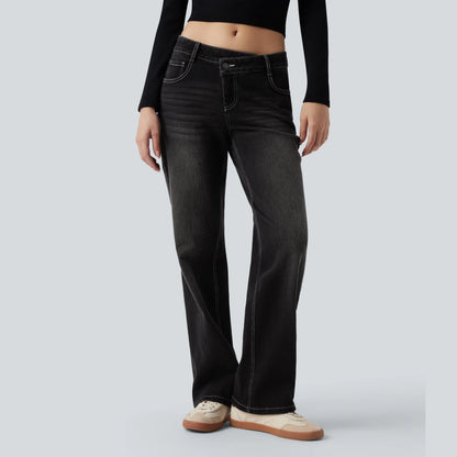 Halara Flex Low-Rise Straight-Leg Casual Jeans, 94% Cotton