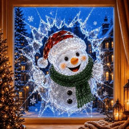 🎄Crystal Christmas Break-In Window Decal — 3D Shattered-Glass Holiday Window Decoration
