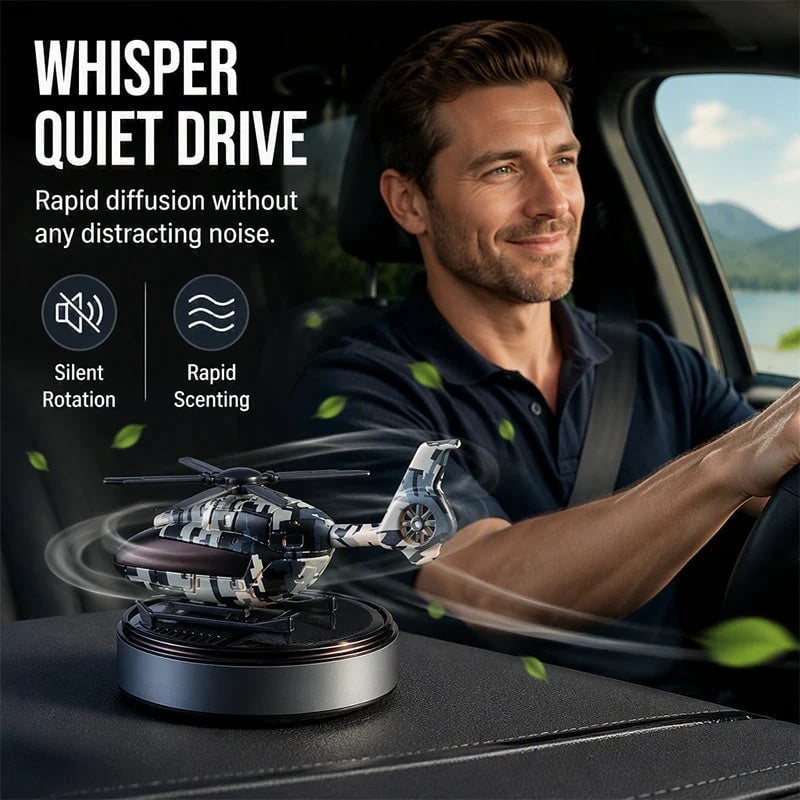 🔥HOT SALE 49% OFF✨Solar Helicopter Aromatherapy Diffuser – Spins in Light, Refillable Scent Pads, for Car & Home🚁