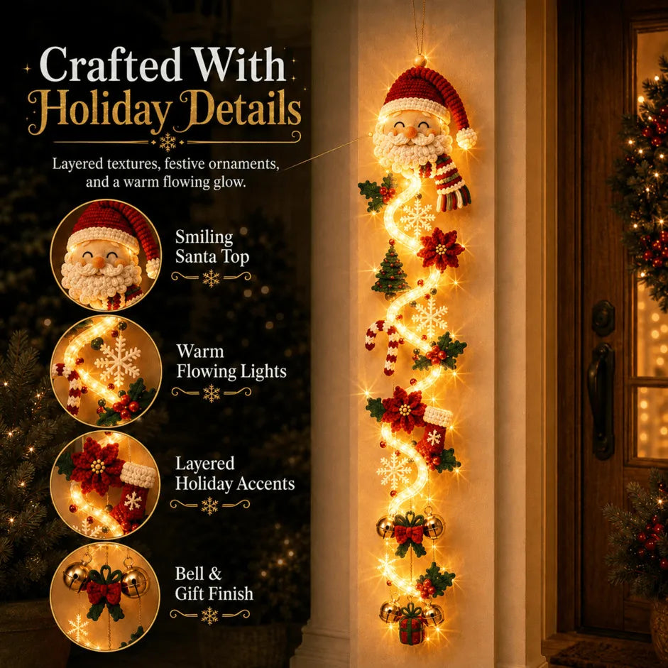 ⏳ – 🎄MerryCascade™ Glowing Christmas Door Hanger | 6 Festive Lighted Designs with Warm Glow, Dimensional Details & Space-Saving Vertical Décor ✨