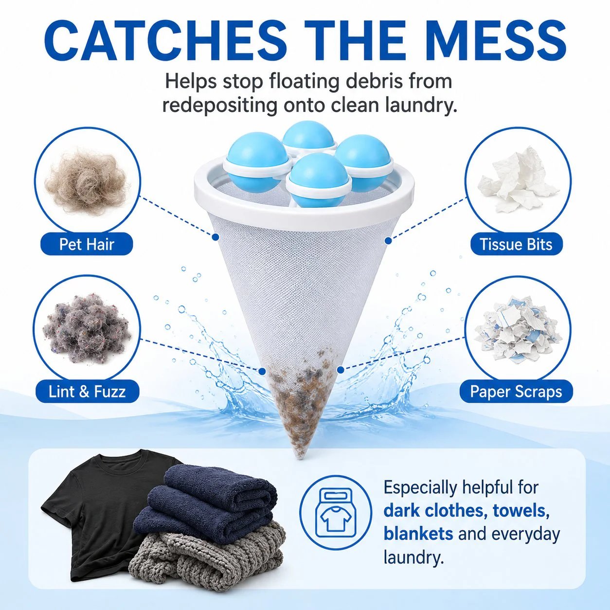 🧺 BUY 1 GET 1 FREE! 🧼 - 👚Floating Lint & Hair CatcherCatches Hair & Lint, Reusable & Protects Washing Machine/Drain 🚿
