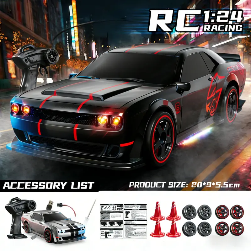 🔥 4WD RC Drift Car For Kids – 2.4GHz Remote Control Racing Car With LED Lights