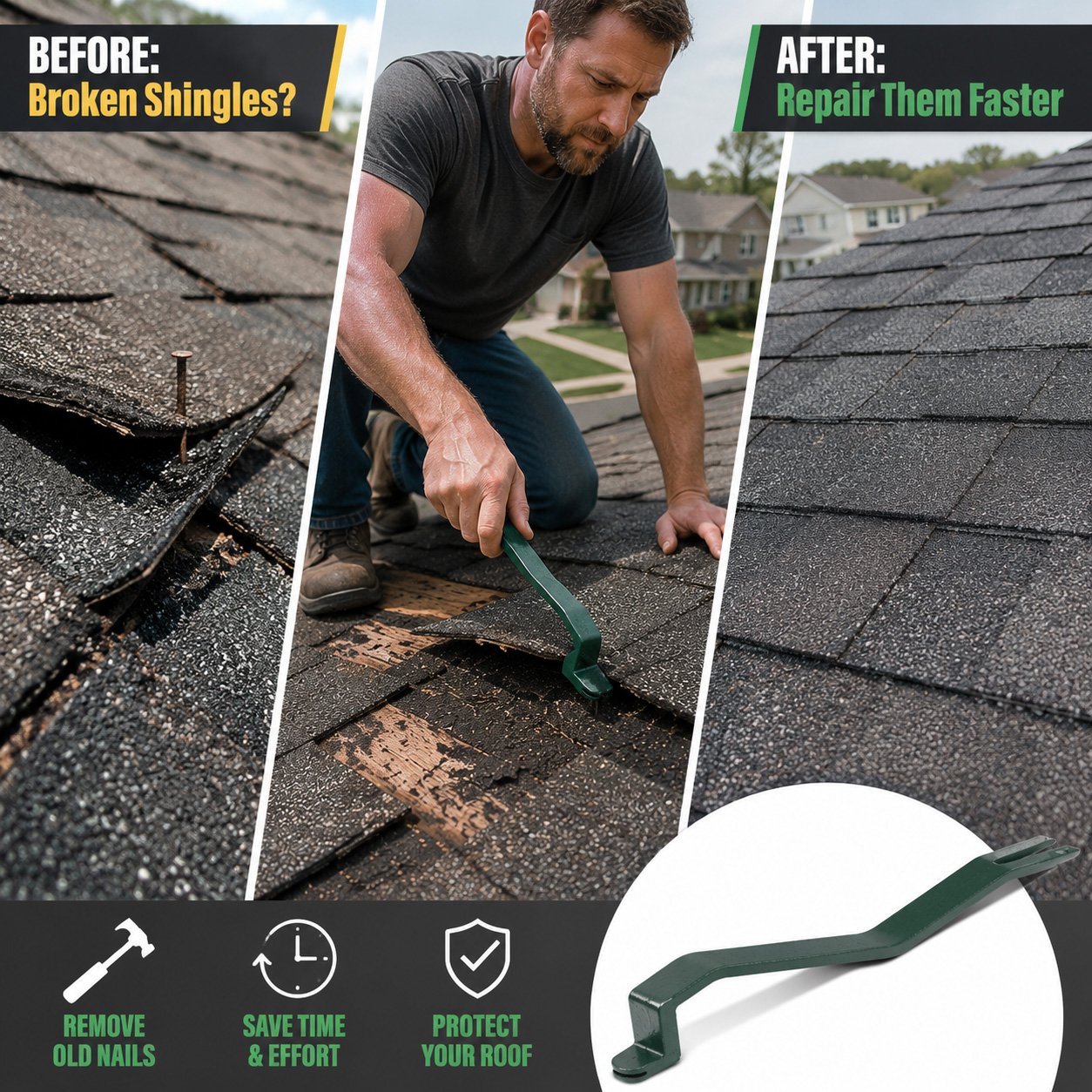 Roofing Snake Shingle Remover Tool
