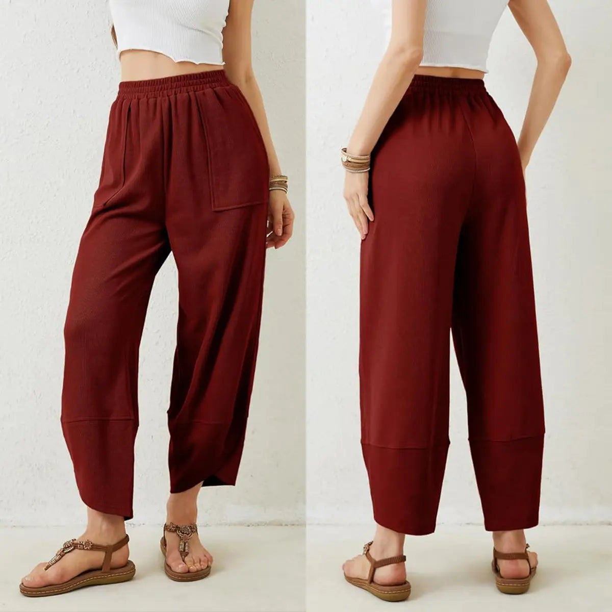 Women’s Baggy Wide Leg Pants Casual Lounge Palazzo Trousers Summer Style