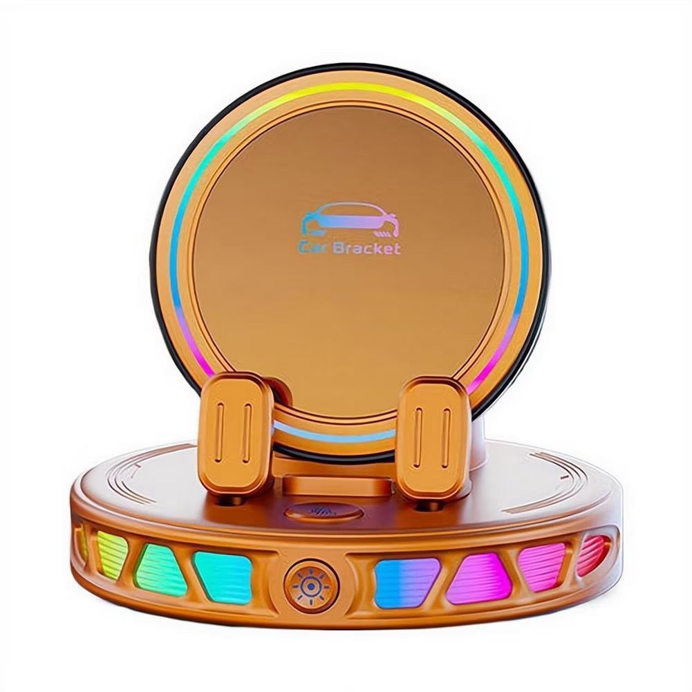 360° Rotating Wireless Charging Car Phone Mount with RGB LED Lights