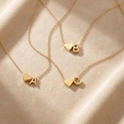 Turandoss Initial Heart Necklace for Women, Gold