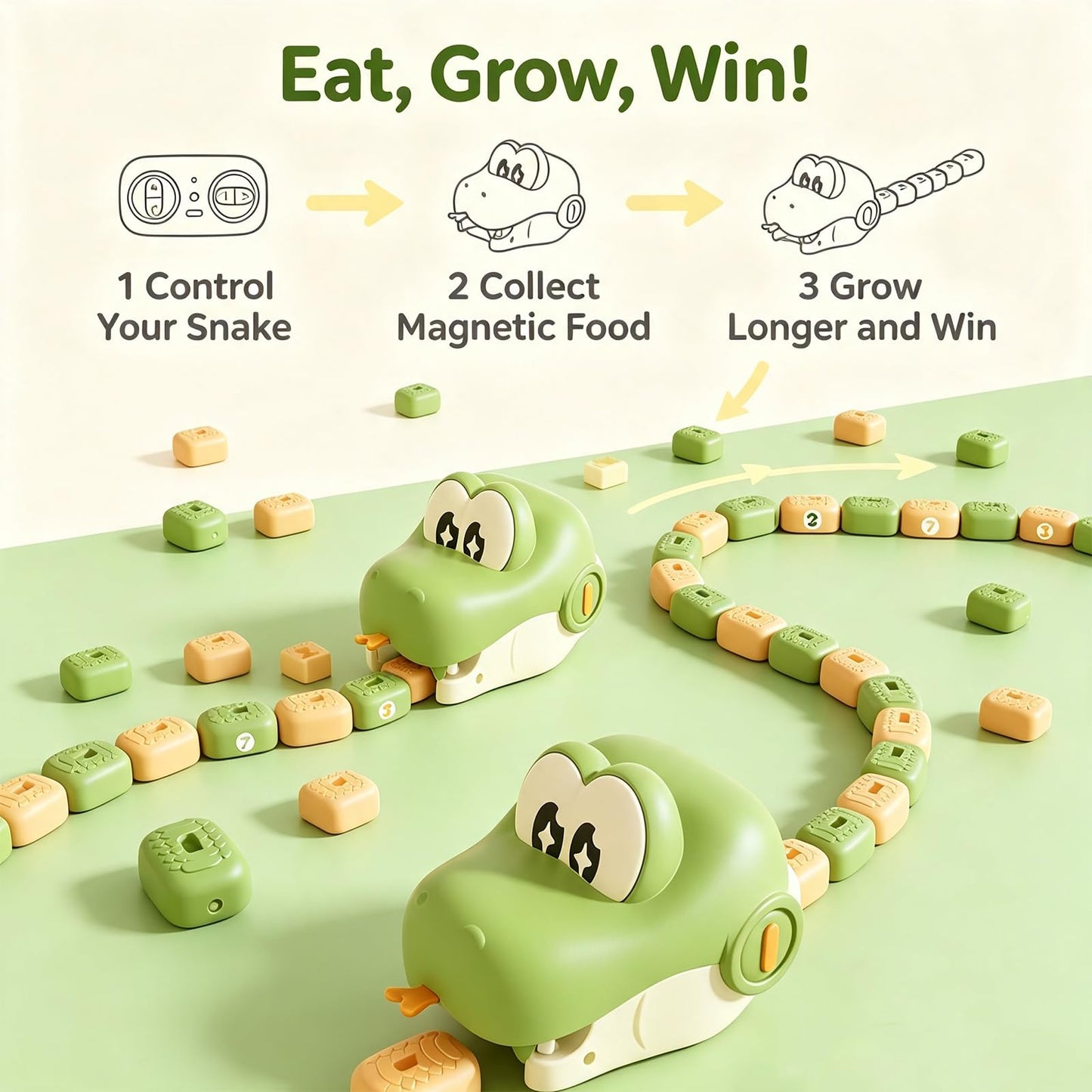 Interactive Hungry Snake Parent-Child Puzzle Game – 2 Player Educational Tabletop Toy