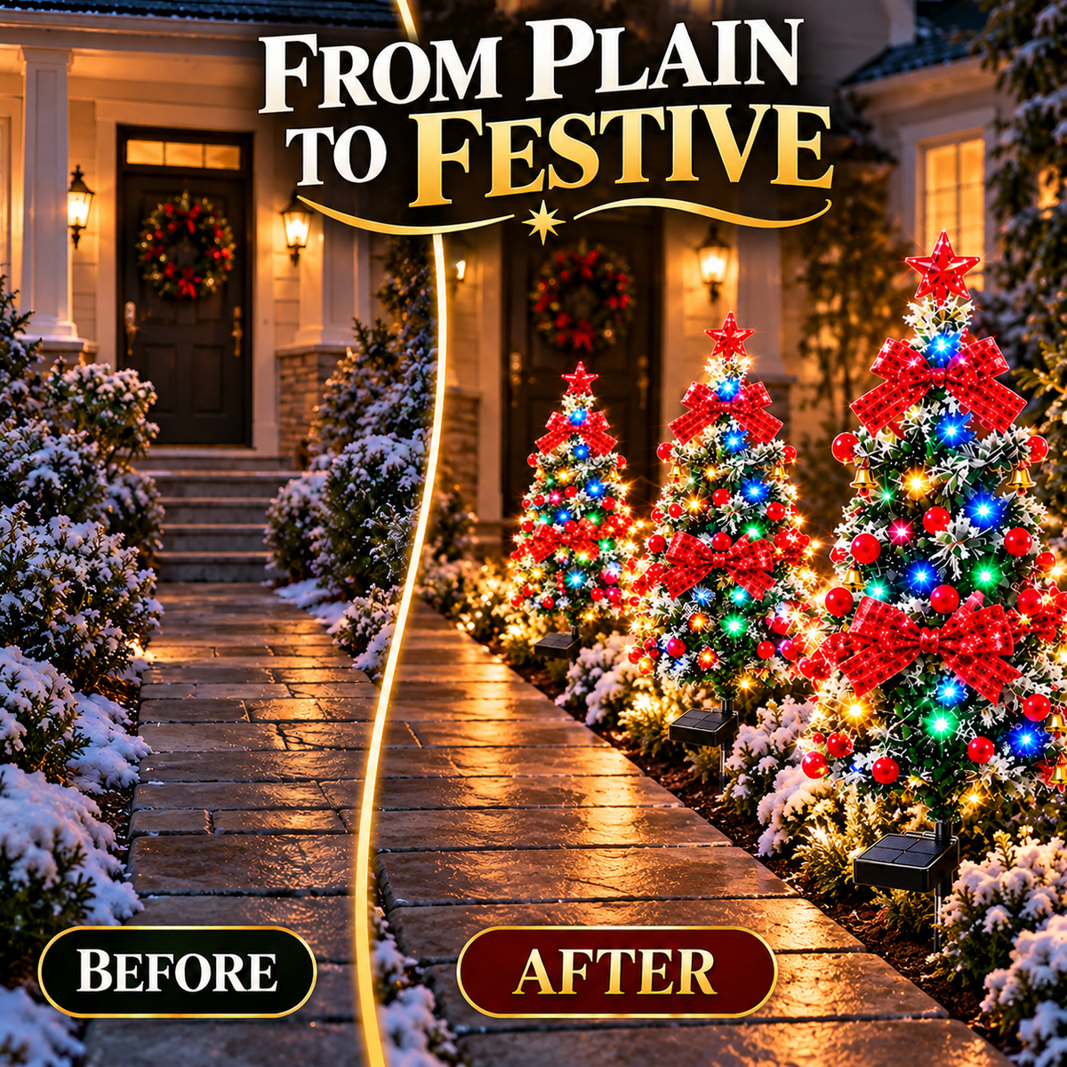 Solar Snowy Cedar Christmas Tree Lights for Outdoor Holiday Decor