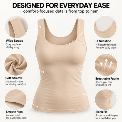 U-Neck Built-In Bra Shaping Tank Top