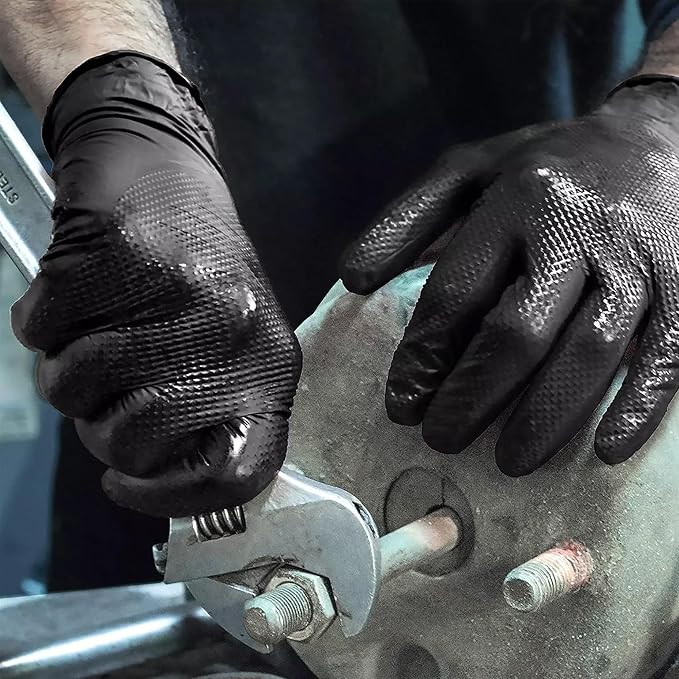 Industrial Black Nitrile Diamond Texture Grip Gloves