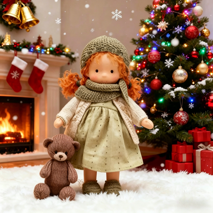 🔥 Handcrafted Waldorf Style Rag Doll, Cute Soft Fabric Doll, Perfect Gift for Girls