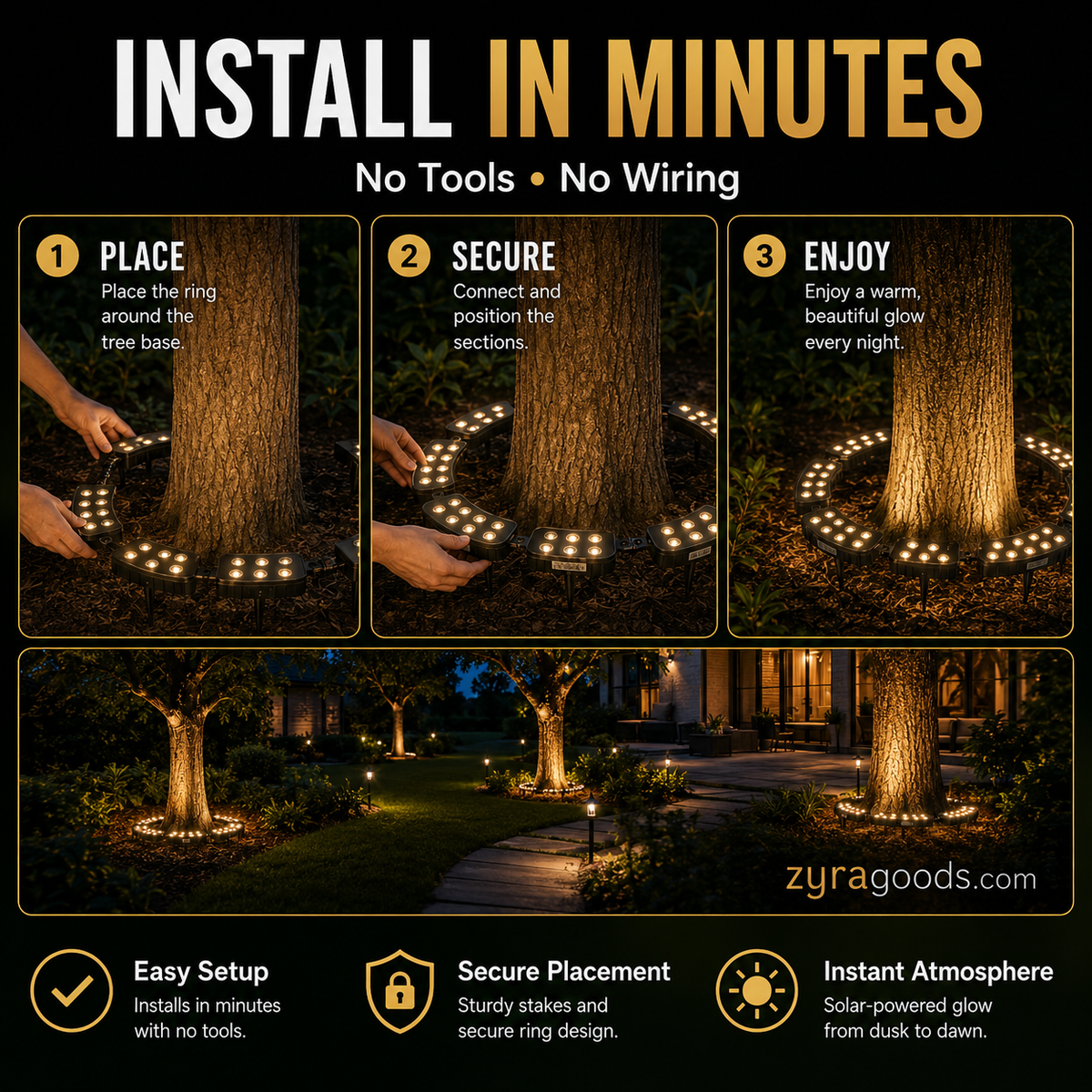 🌳💡 Ring-Shaped Solar Tree Lights – Weatherproof Outdoor Spotlights Ideal for Trees
