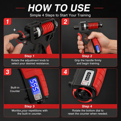 Adjustable Grip Strengthener with Digital Counter-5-165KG Heavy Resistance Hand & Forearm Trainer