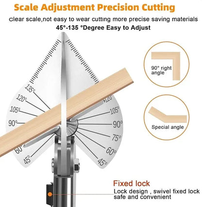 ⭐ ⛏️Multi Angle Miter Shear Cutter, Stainless steel material, 45°-135° Adjustable Angle Trim Scissors Hand Tool