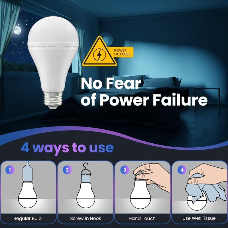 💡 Never Be Left in the Dark ⚡ Rechargeable Emergency Light Bulbs - Bright, Reliable & Versatile 🔋