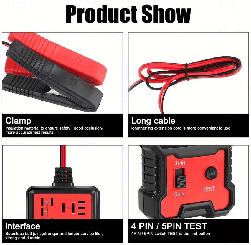 Automotive Relay Tester Tool for Summer, 12V/24V Car Relay Tester