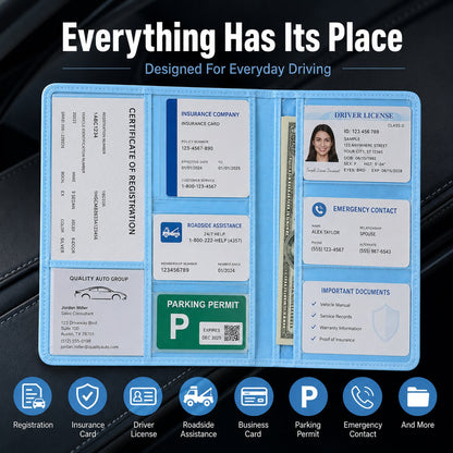 🚗 Car Registration & Insurance Document Holder | Premium PU Leather Organizer