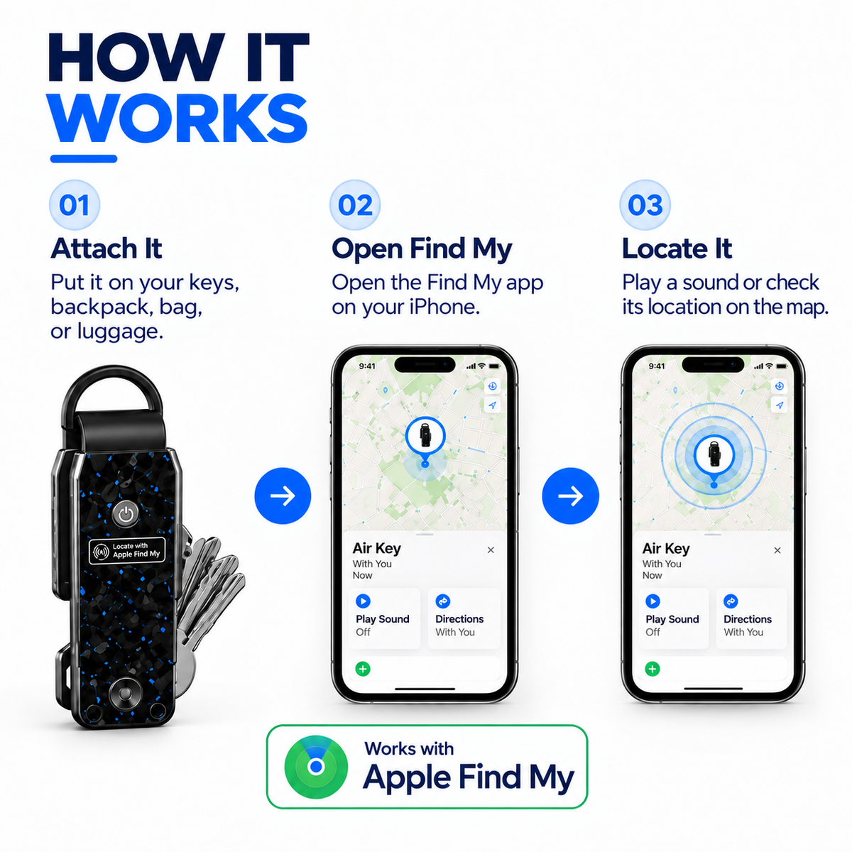 🔑 Find My Smart Key Organizer – Compact Trackable Key Holder