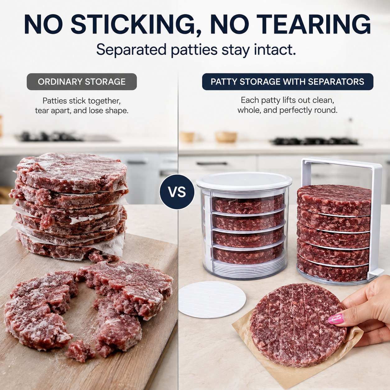 ⏰Limited Stock 60% OFF🍔Non-Stick Burger Mold Shaper with Freezer Storage Container - 12-Piece Set with 8-Layer Plastic Discs
