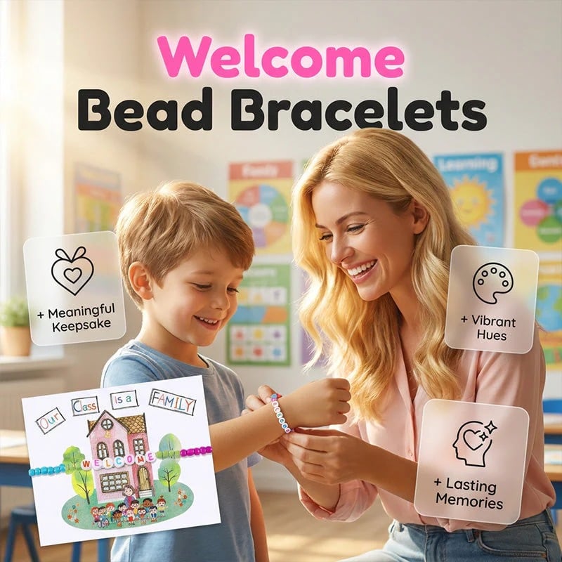 🔥Last Day 49% OFF - ✨🌈Pack of 25 Welcome Bead Bracelets - Strengthen Classroom Friendship & SpreadWarm Kindness!