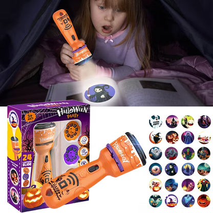 🎃👻Kids Halloween Christmas Projection Flashlight Toy – Create Magical Bedtime Stories With 24 Festive Light Slides