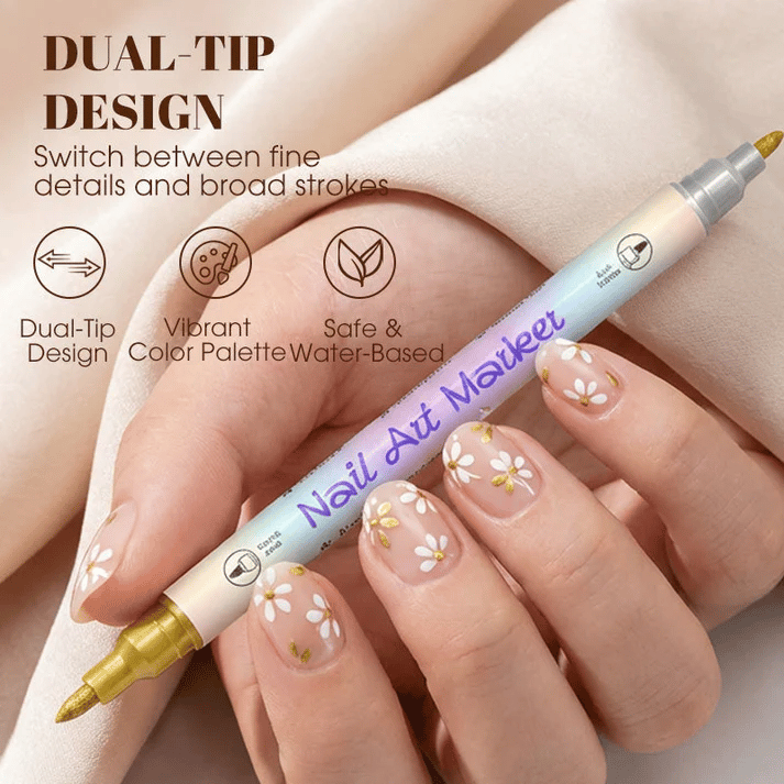 🎨12/24 Colors Dual-Tip Nail Markers For Nail Art